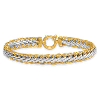 14k Two-tone Polished Fancy Link Bracelet-SF3189-7.5