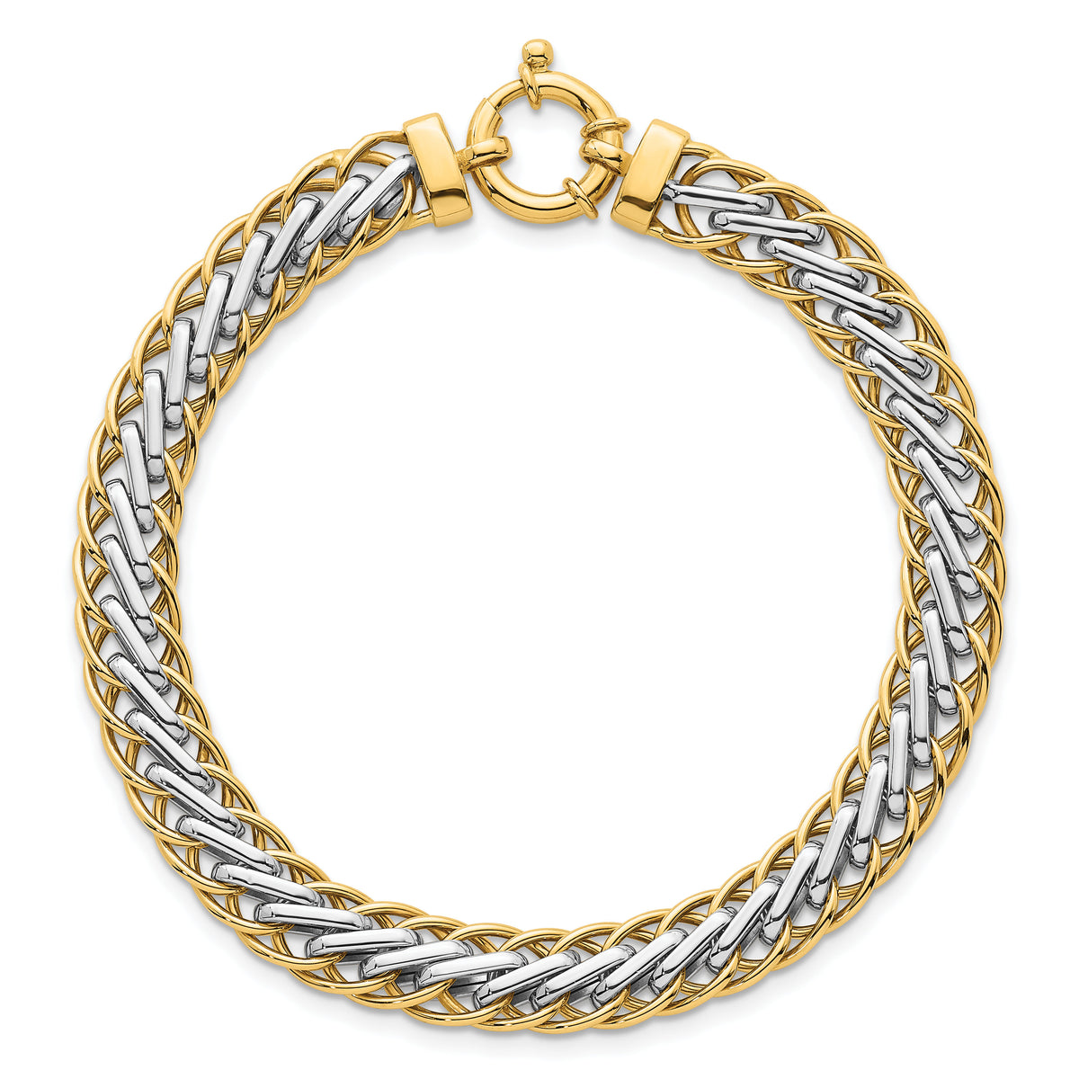 14k Two-tone Polished Fancy Link Bracelet-SF3189-7.5