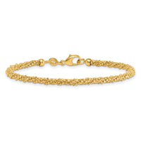 14k Textured Twisted Fancy Beaded 3mm Bracelet-SF3194-7.75