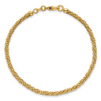 14k Textured Twisted Fancy Beaded 3mm Bracelet-SF3194-7.75