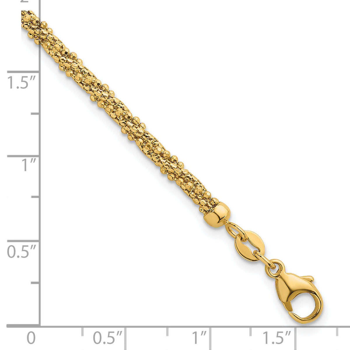 14k Textured Twisted Fancy Beaded 3mm Bracelet-SF3194-7.75