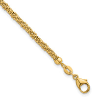14k Textured Twisted Fancy Beaded 3mm Bracelet-SF3194-7.75