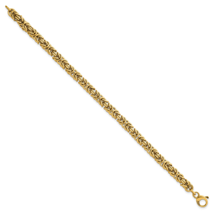 14K Polished 7.5in Rounded Byzantine Link Bracelet-SF3196-7.5