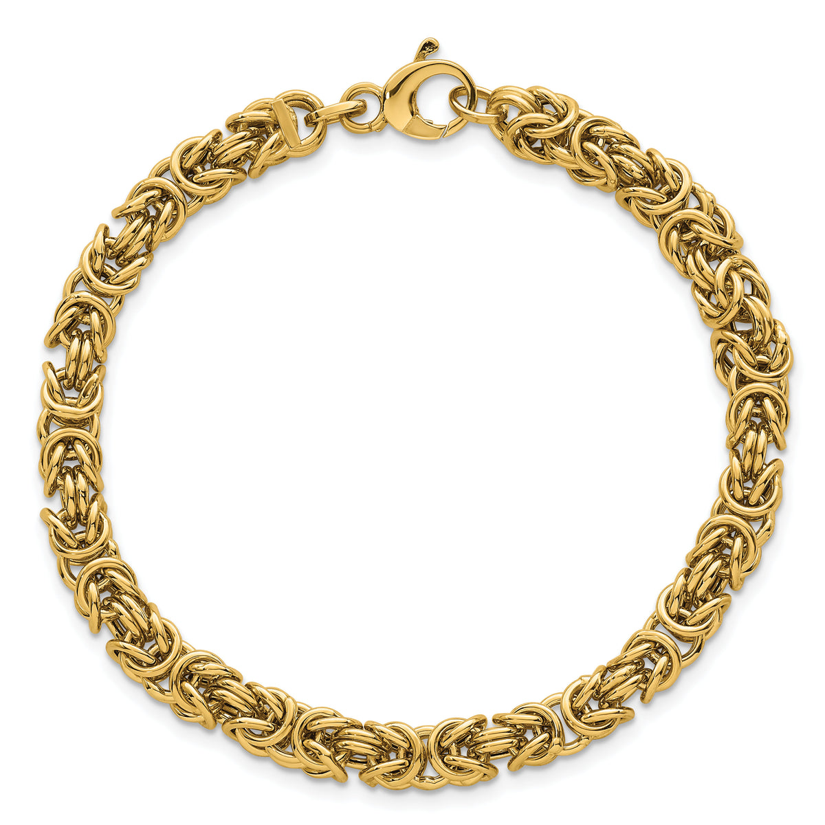 14K Polished 7.5in Rounded Byzantine Link Bracelet-SF3196-7.5