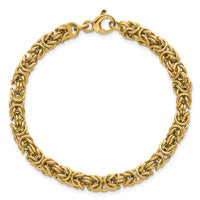 14K Polished 7.5in Rounded Byzantine Link Bracelet-SF3196-7.5