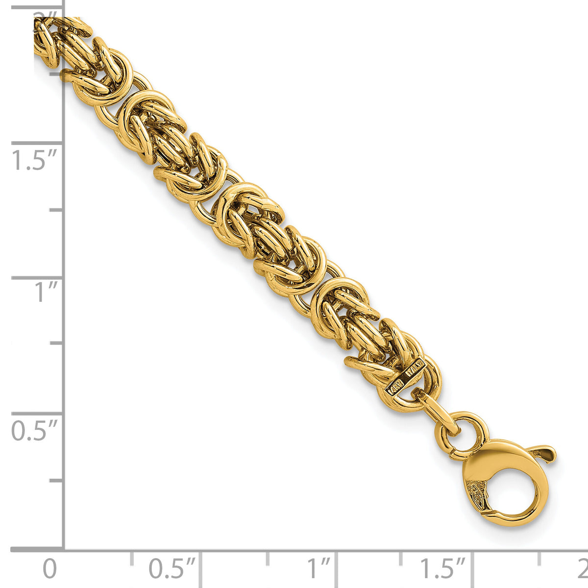 14K Polished 7.5in Rounded Byzantine Link Bracelet-SF3196-7.5