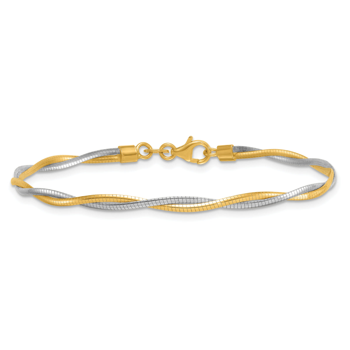 14k Two-tone Polished Twisted Omega 7.5in Bracelet-SF3198-7.5