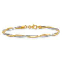 14k Two-tone Polished Twisted Omega 7.5in Bracelet-SF3198-7.5