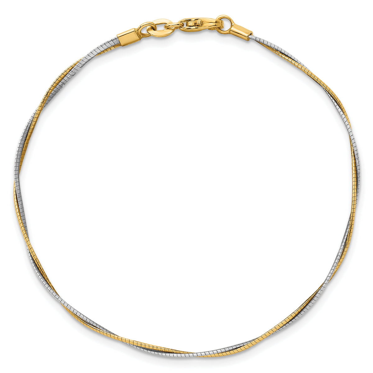 14k Two-tone Polished Twisted Omega 7.5in Bracelet-SF3198-7.5