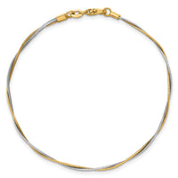 14k Two-tone Polished Twisted Omega 7.5in Bracelet-SF3198-7.5