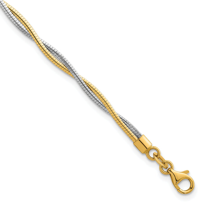14k Two-tone Polished Twisted Omega 7.5in Bracelet-SF3198-7.5