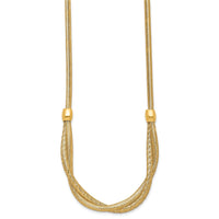 14k Polished 18in Twisted with Beads Flexible Mesh Necklace-SF3199-18