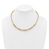 14k Polished 18in Twisted with Beads Flexible Mesh Necklace-SF3199-18