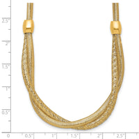 14k Polished 18in Twisted with Beads Flexible Mesh Necklace-SF3199-18