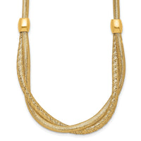 14k Polished 18in Twisted with Beads Flexible Mesh Necklace-SF3199-18