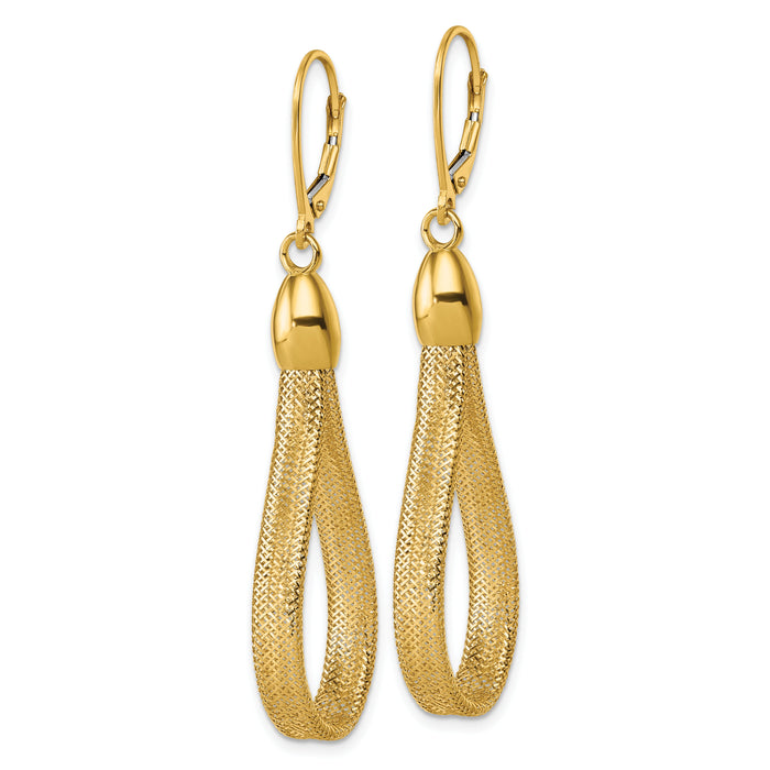 14k Polished Flexible Leverback Dangle Earrings-SF3200E