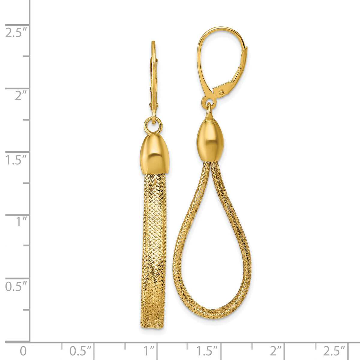 14k Polished Flexible Leverback Dangle Earrings-SF3200E
