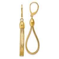 14k Polished Flexible Leverback Dangle Earrings-SF3200E