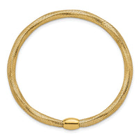 14k Polished Flexible Mesh with Bead Slip-on Stretch Bracelet-SF3201