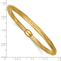 14k Polished Flexible Mesh with Bead Slip-on Stretch Bracelet-SF3201