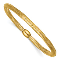 14k Polished Flexible Mesh with Bead Slip-on Stretch Bracelet-SF3201