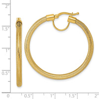 14k Polished Flexible Mesh Hinged Hoop Earrings-SF3202E