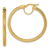 14k Polished Flexible Mesh Hinged Hoop Earrings-SF3202E