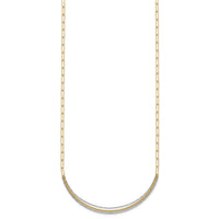 14k Two-Tone Textured Long Link w/2 inch ext Woven Smile Bar Necklace-SF3203-17