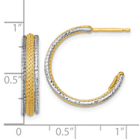 14k Two-Tone Textured Woven 4mm J-Hoop Post Earrings-SF3203E