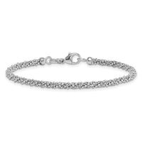 14k White Textured Twisted Fancy Bead 3mm Bracelet-SF3203W-7.75