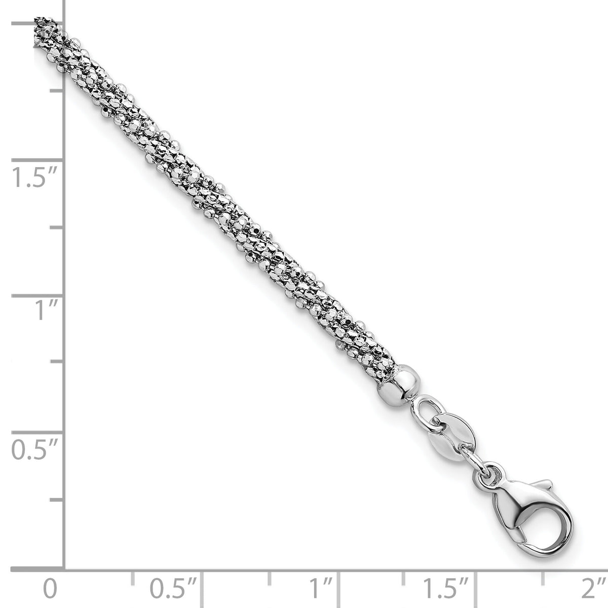 14k White Textured Twisted Fancy Bead 3mm Bracelet-SF3203W-7.75