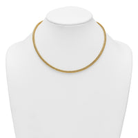 14k Polished and D/C Round Woven Wire 17in Necklace-SF3204-17