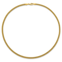 14k Polished and D/C Round Woven Wire 17in Necklace-SF3204-17