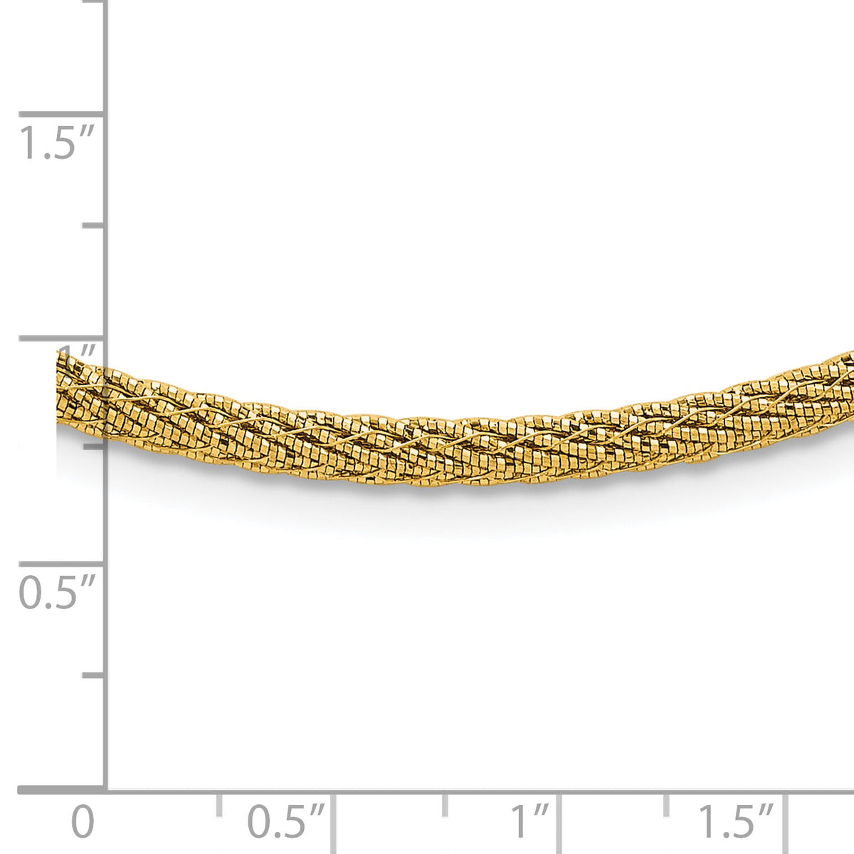 14k Polished and D/C Round Woven Wire 17in Necklace-SF3204-17