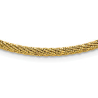 14k Polished and D/C Round Woven Wire 17in Necklace-SF3204-17