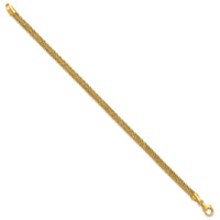 14k Polished and D/C Round Woven Wire 7.5in Bracelet-SF3204-7.5