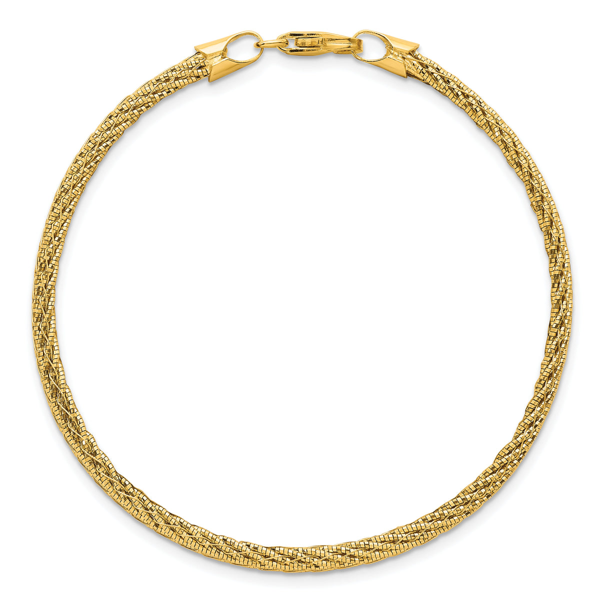 14k Polished and D/C Round Woven Wire 7.5in Bracelet-SF3204-7.5