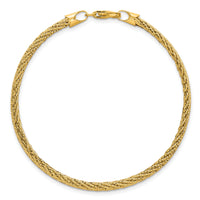 14k Polished and D/C Round Woven Wire 7.5in Bracelet-SF3204-7.5