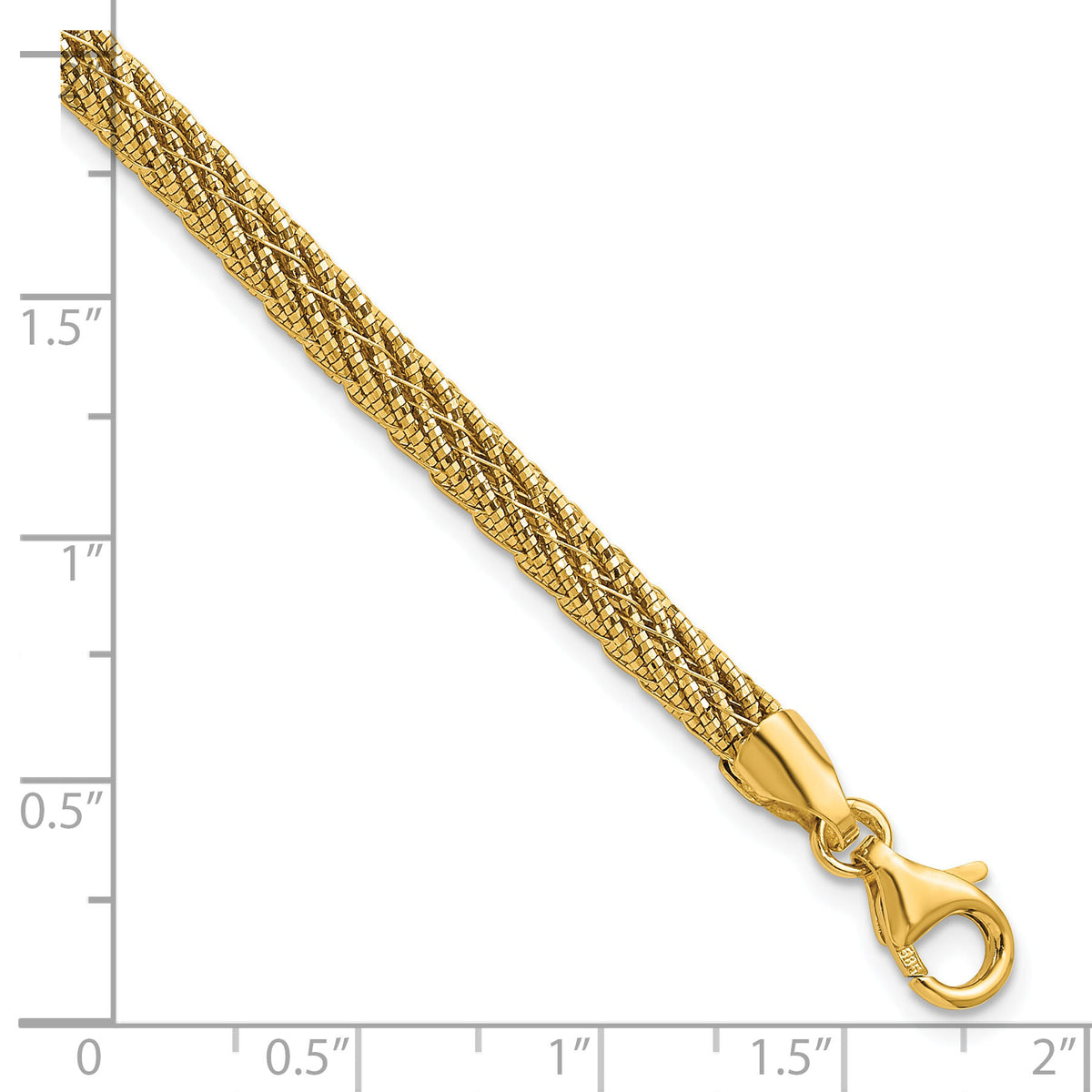 14k Polished and D/C Round Woven Wire 7.5in Bracelet-SF3204-7.5