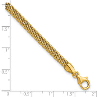 14k Polished and D/C Round Woven Wire 7.5in Bracelet-SF3204-7.5