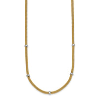 14k Two-tone Polished Fancy Mesh With Bead Necklace-SF3205-18