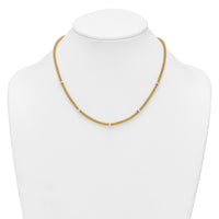 14k Two-tone Polished Fancy Mesh With Bead Necklace-SF3205-18