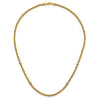 14k Two-tone Polished Fancy Mesh With Bead Necklace-SF3205-18