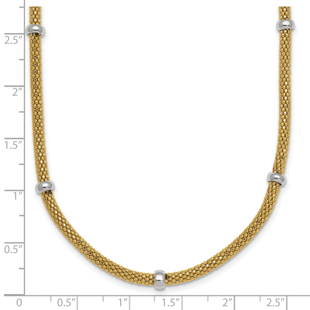 14k Two-tone Polished Fancy Mesh With Bead Necklace-SF3205-18