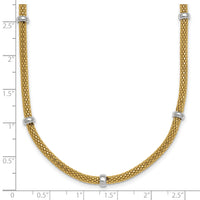 14k Two-tone Polished Fancy Mesh With Bead Necklace-SF3205-18