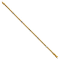 14k Two-tone Polished Fancy Mesh With Bead Bracelet-SF3205-7.25
