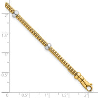 14k Two-tone Polished Fancy Mesh With Bead Bracelet-SF3205-7.25