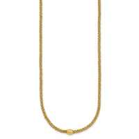 14k Polished and Textured Twist with Bead 17in Necklace-SF3206-17