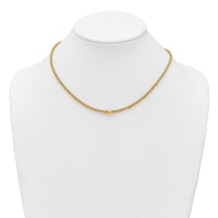 14k Polished and Textured Twist with Bead 17in Necklace-SF3206-17