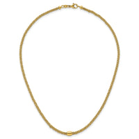 14k Polished and Textured Twist with Bead 17in Necklace-SF3206-17